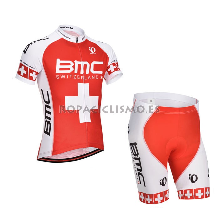 2014 Maillot BMC mangas cortas orange Blanc